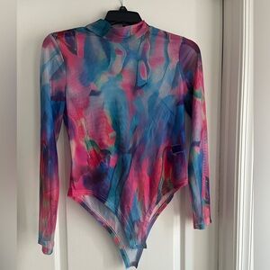 SHEIN Colorful Abstract Long Sleeve Bodysuit